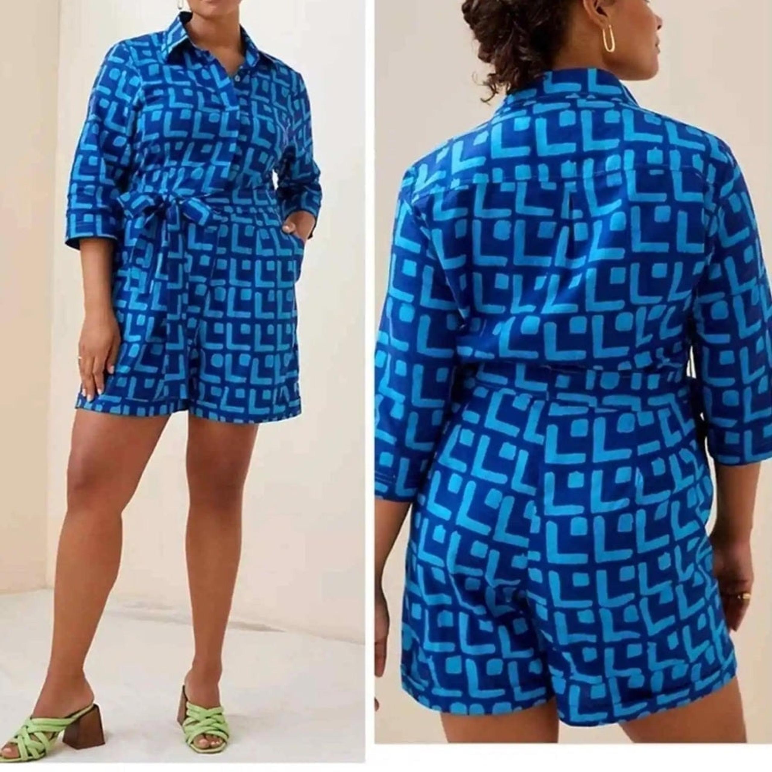 Anthropologie x Sika Geometric Cotton Romper One Piece Size 8 New