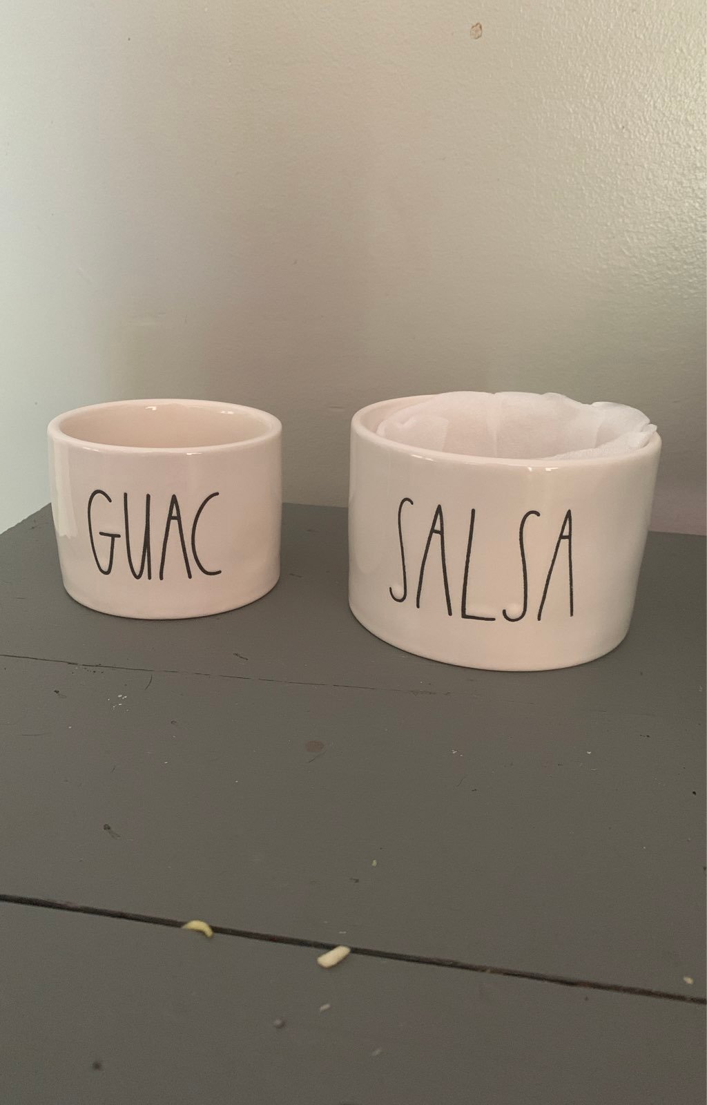 Rae Dunn guac and salsa bowls