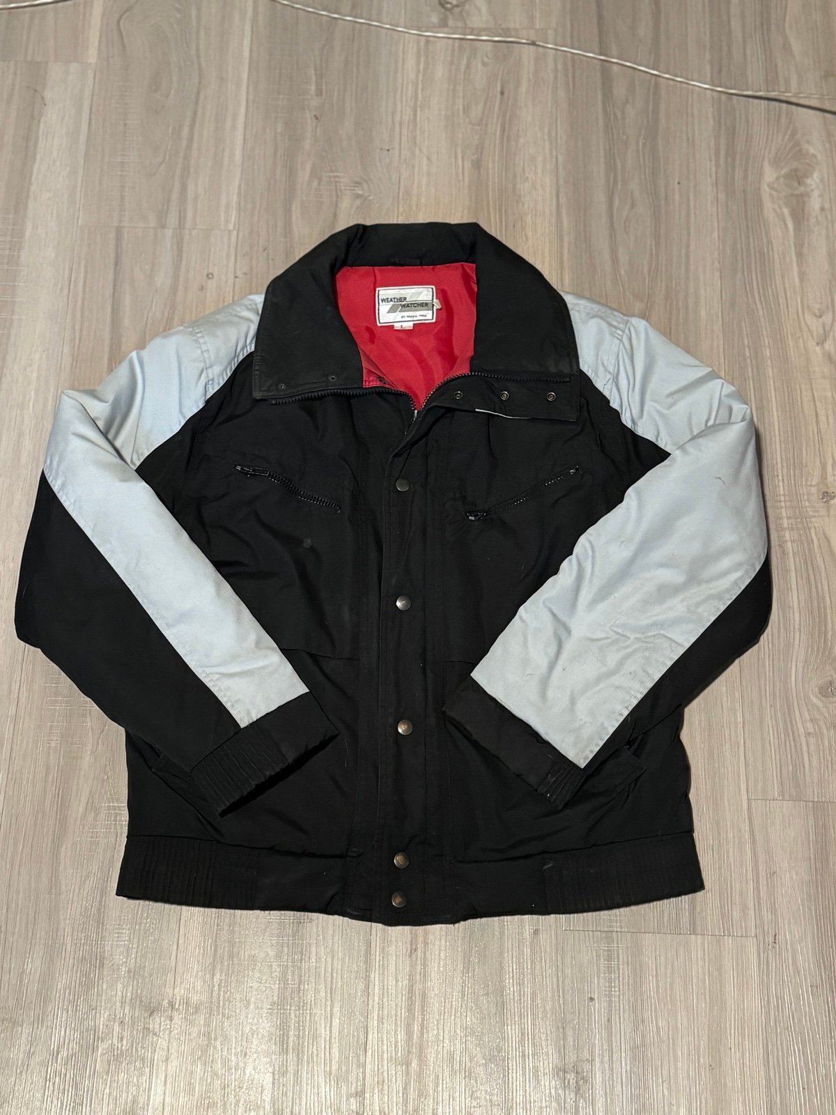 90s vintage black and red bomber jacket
