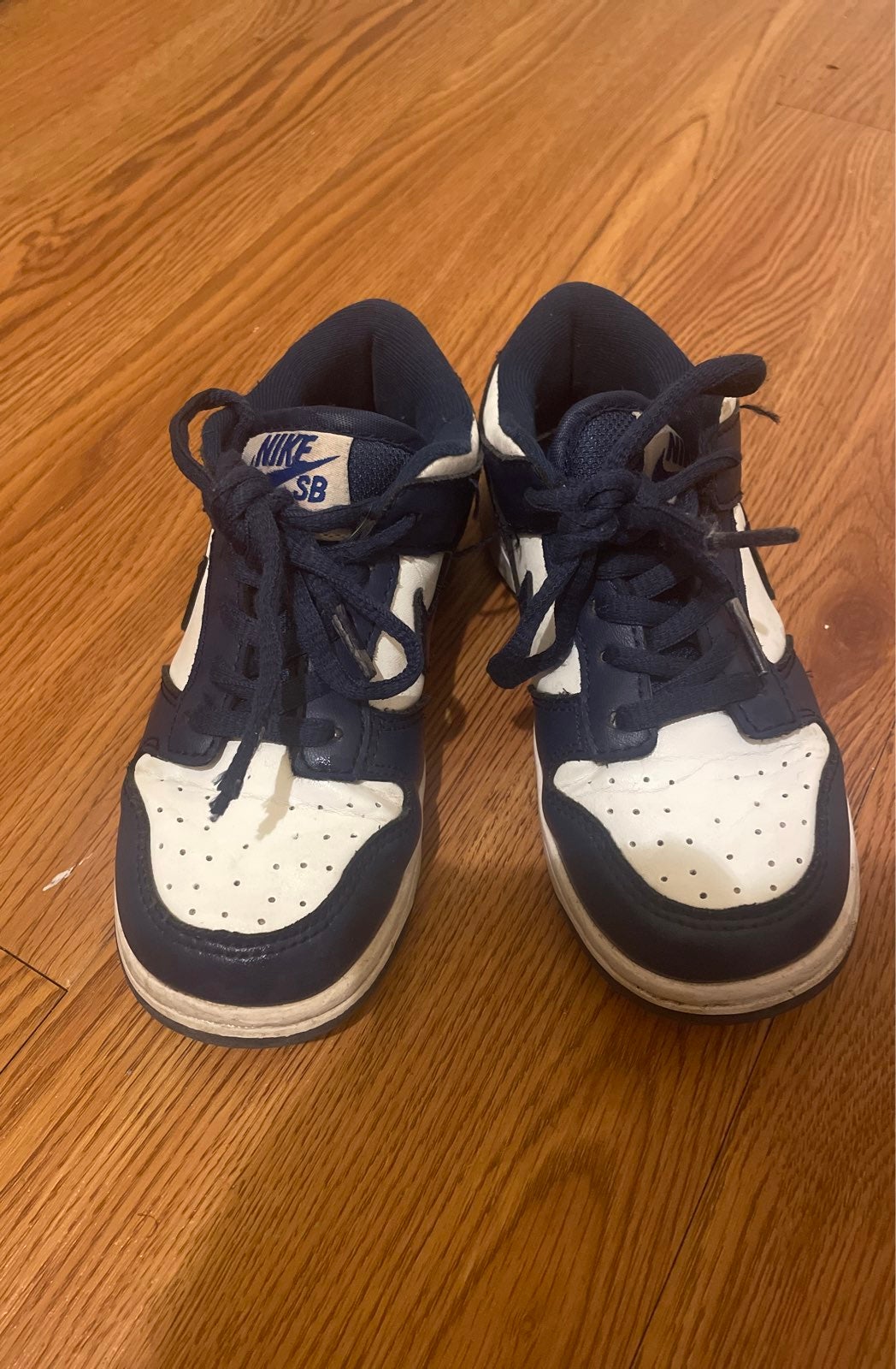 Navy Bluee And White Nike Dunks 12c