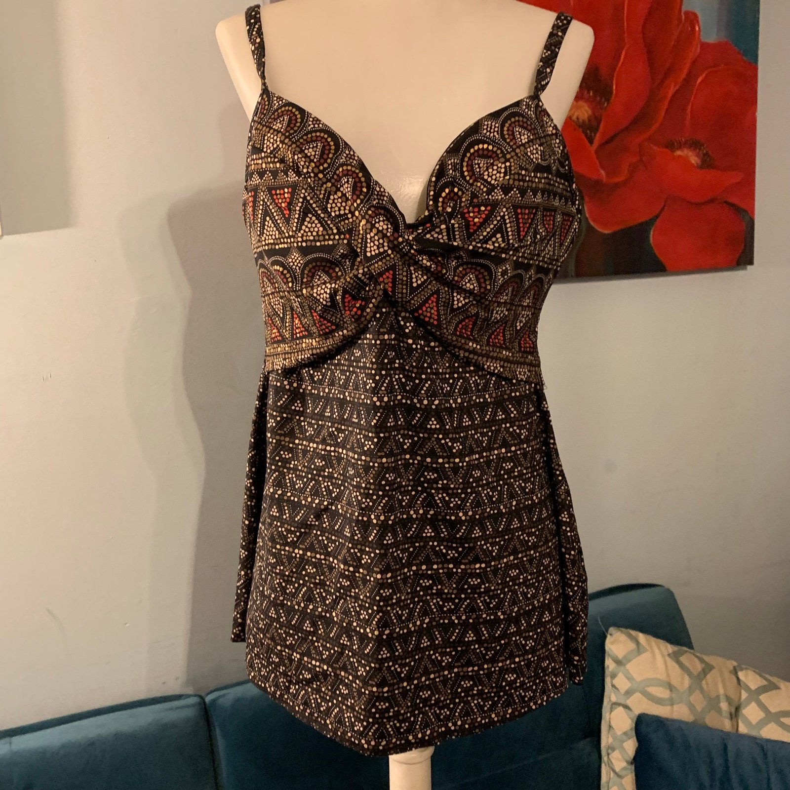 Miraclesuit BRONZE/BROWN Byzantium Myrra Underwire Tankini Swim Top, US 14