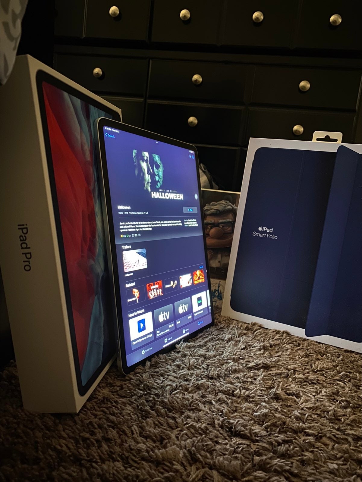 iPad Pro 12.9-Inch with IPad Smart Folio case and Paperlike screen protector.