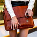 DOUBLE SNAP & LOCK VINTAGE LARGE LEATHER MESSENGER BAG - WHISKEY