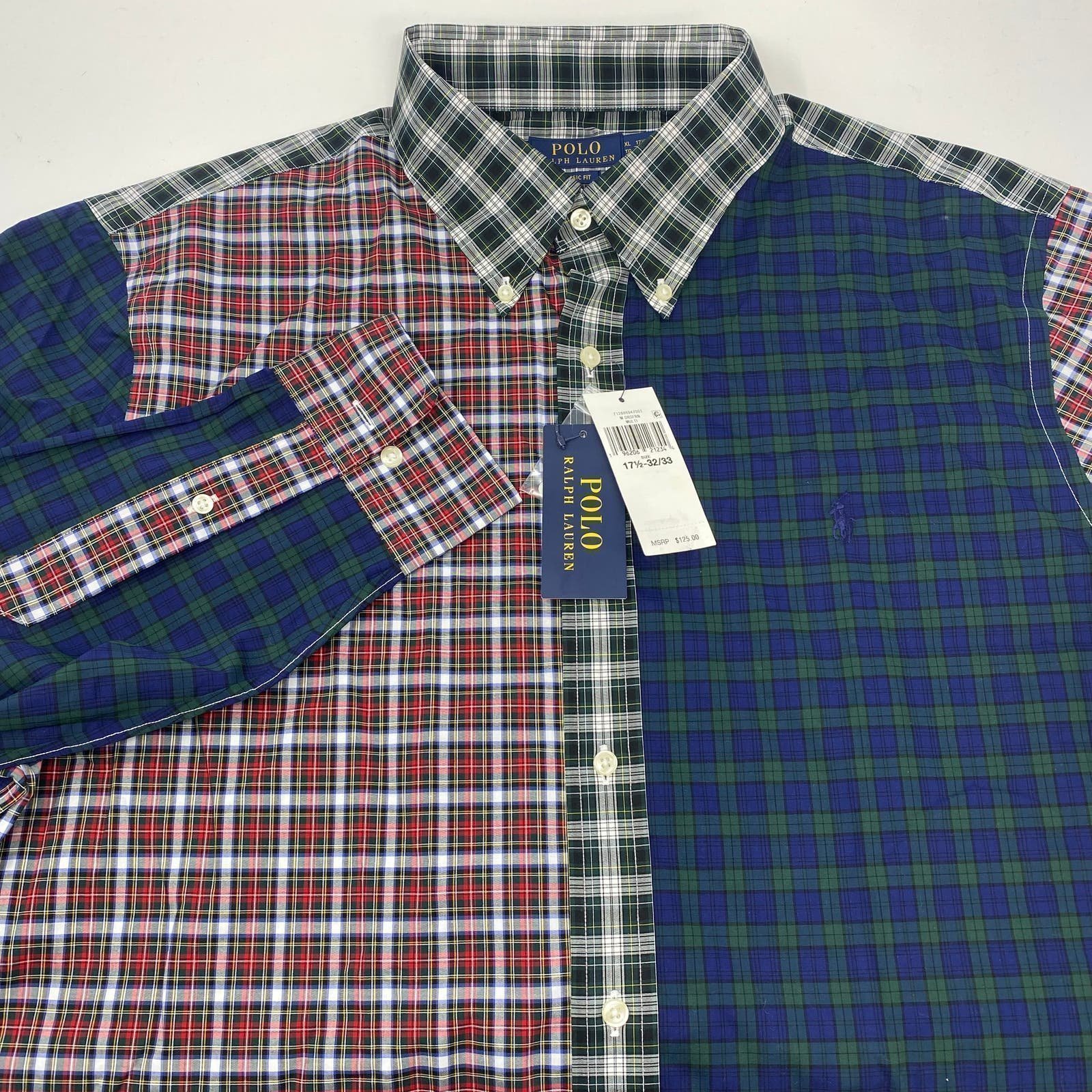 Polo Ralph Lauren XL Multicolor Plaid Check Color Block L/S Button Down Shirt