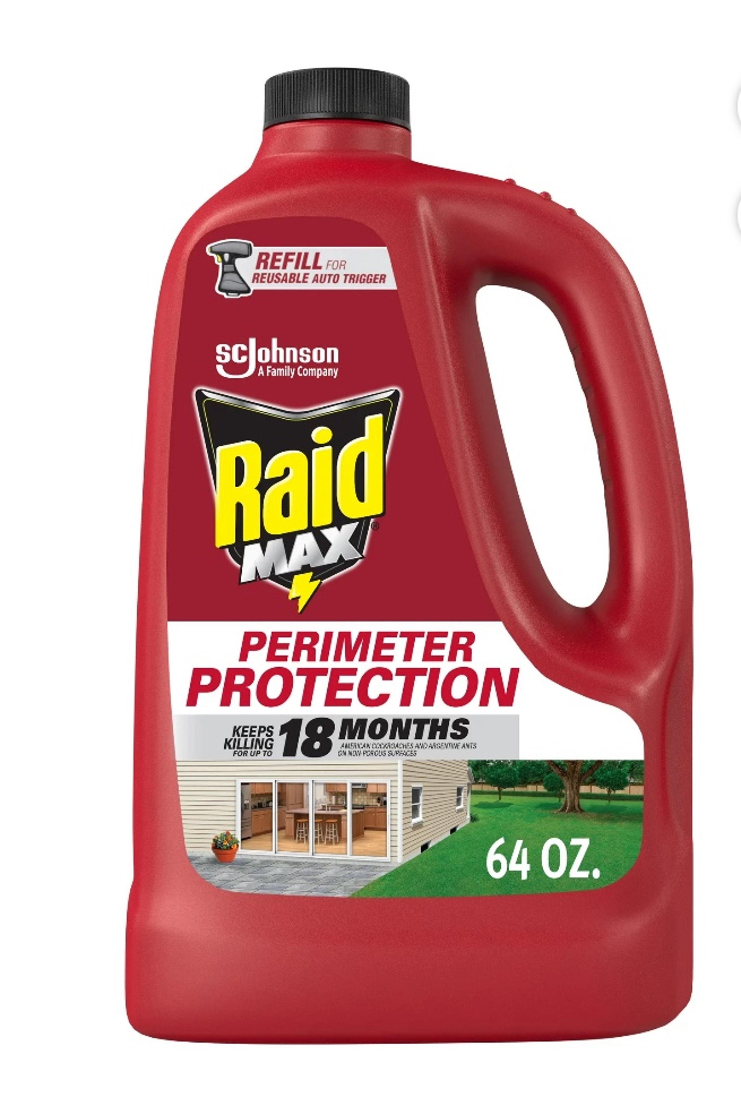 Raid MAX Perimeter Protection Bug Killer, Auto Trigger Refill, 64 oz