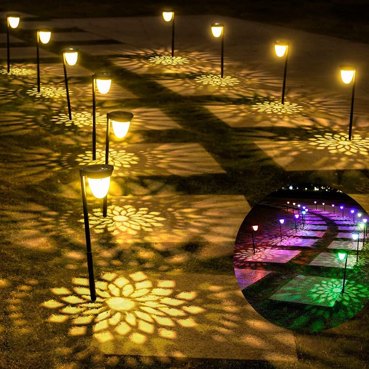 Solar Pathway Lights 10 Pack, AGPTEK Color Changing & Warm White Solar Outdoor