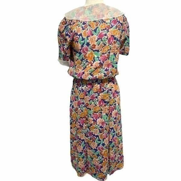 Neiman Marcus VTG Floral Midi Dress 10