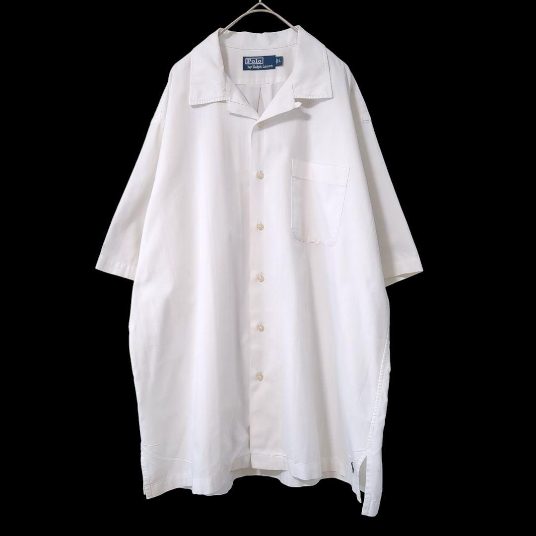 90s Ralph Lauren Pure White Open Collar Shirt, Size L