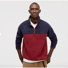 Men's J. Crew Small Nordic All Weather Quarter Zip Pullover Sweater Red Blue