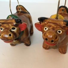 Vintage Brown Cow Salt & Pepper Shakers