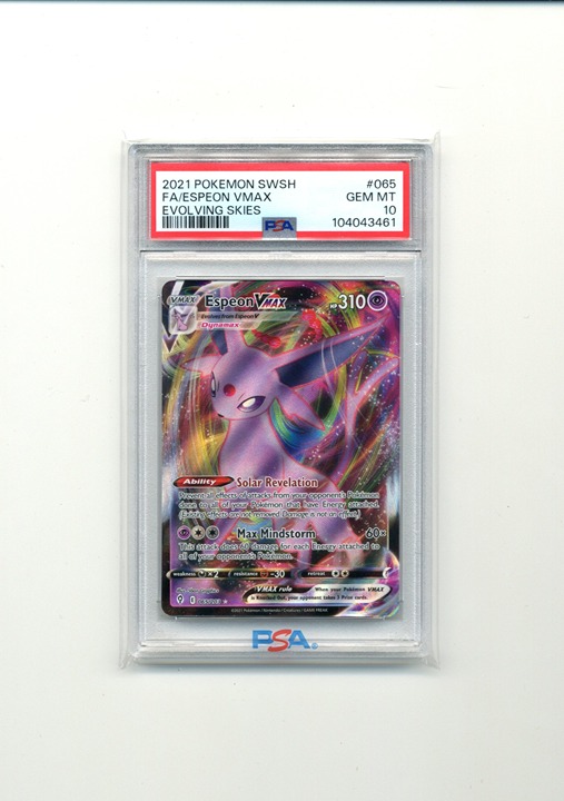 2021 Pokemon Sword & Shield Evolving Skies 065 Full Art/Espeon VMax PSA 10
