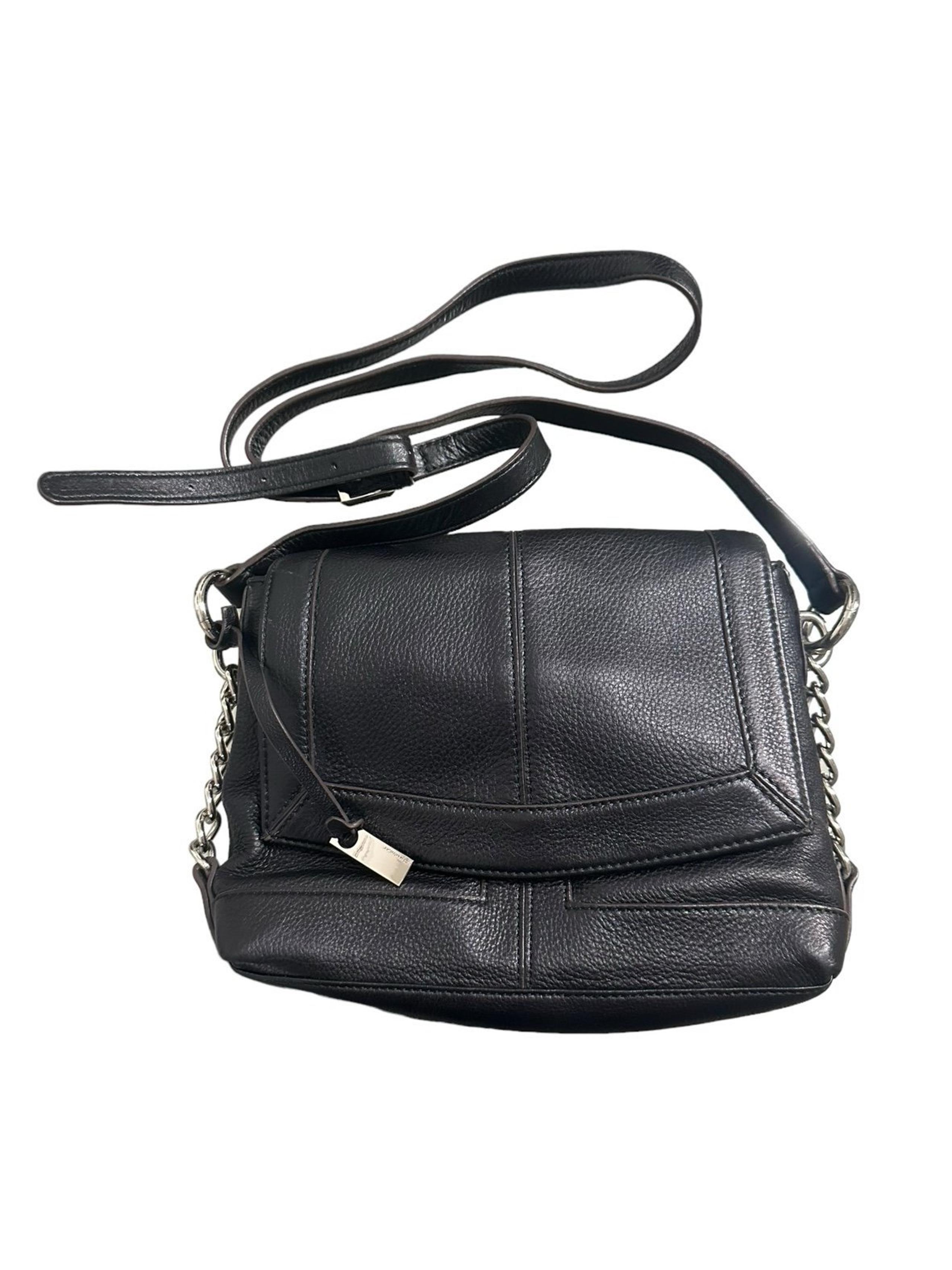 B. Makowsky Black Leather Crossbody Bag