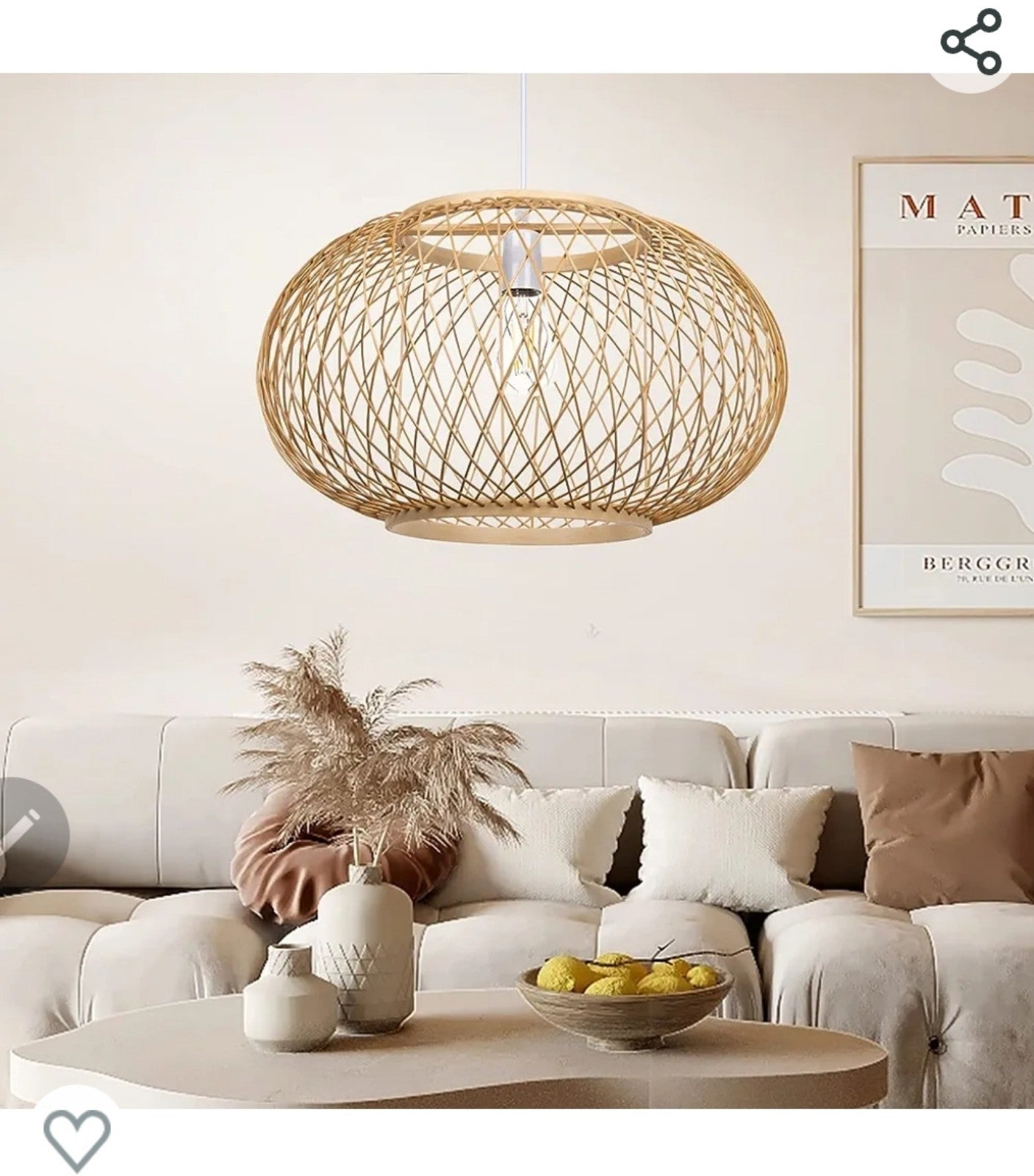 RattanArturesthome Weaving Bamboo Pendant Light