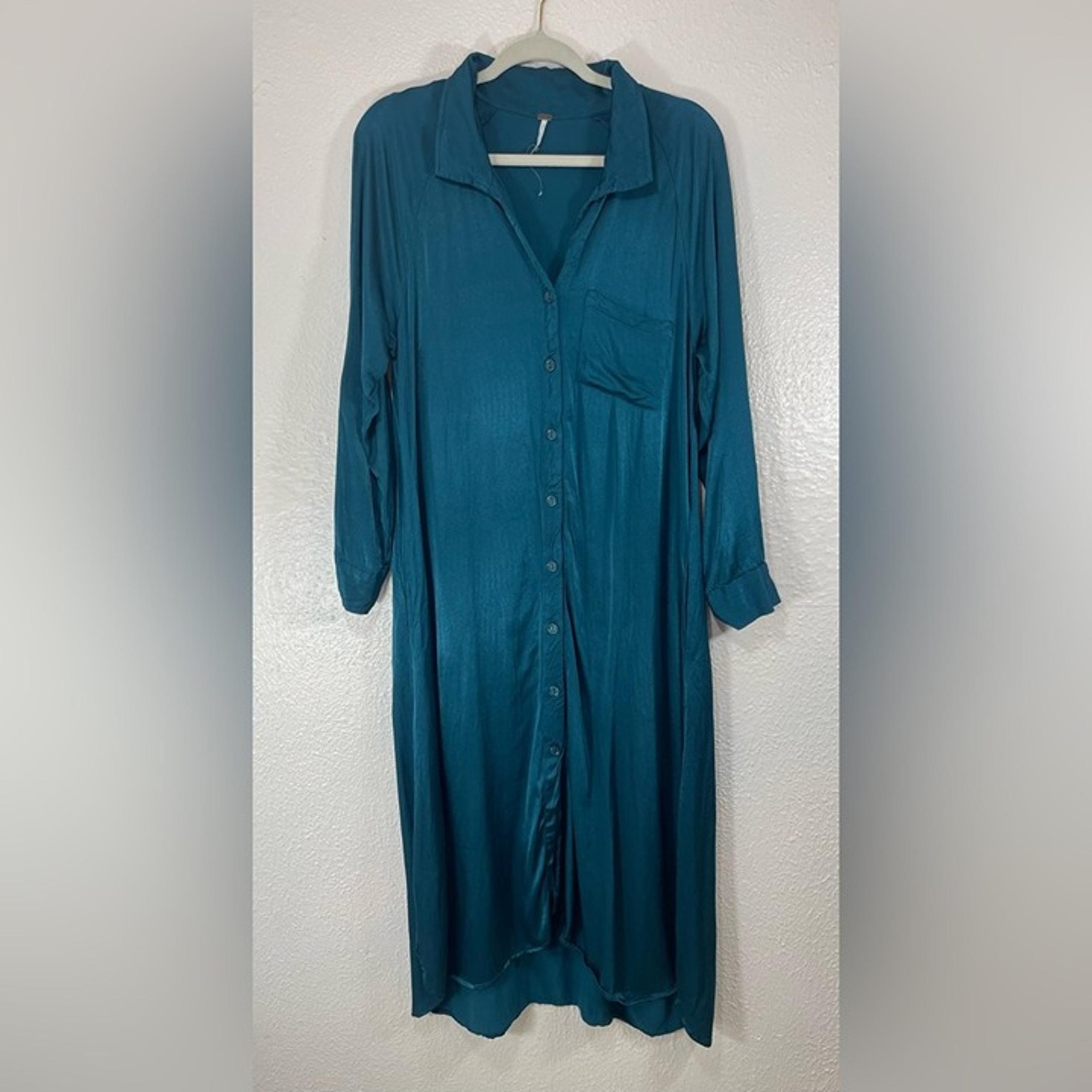 Young Fabulous & Broke NWOT Blue Collared Button Down Midi Shirt Dress Women’s S