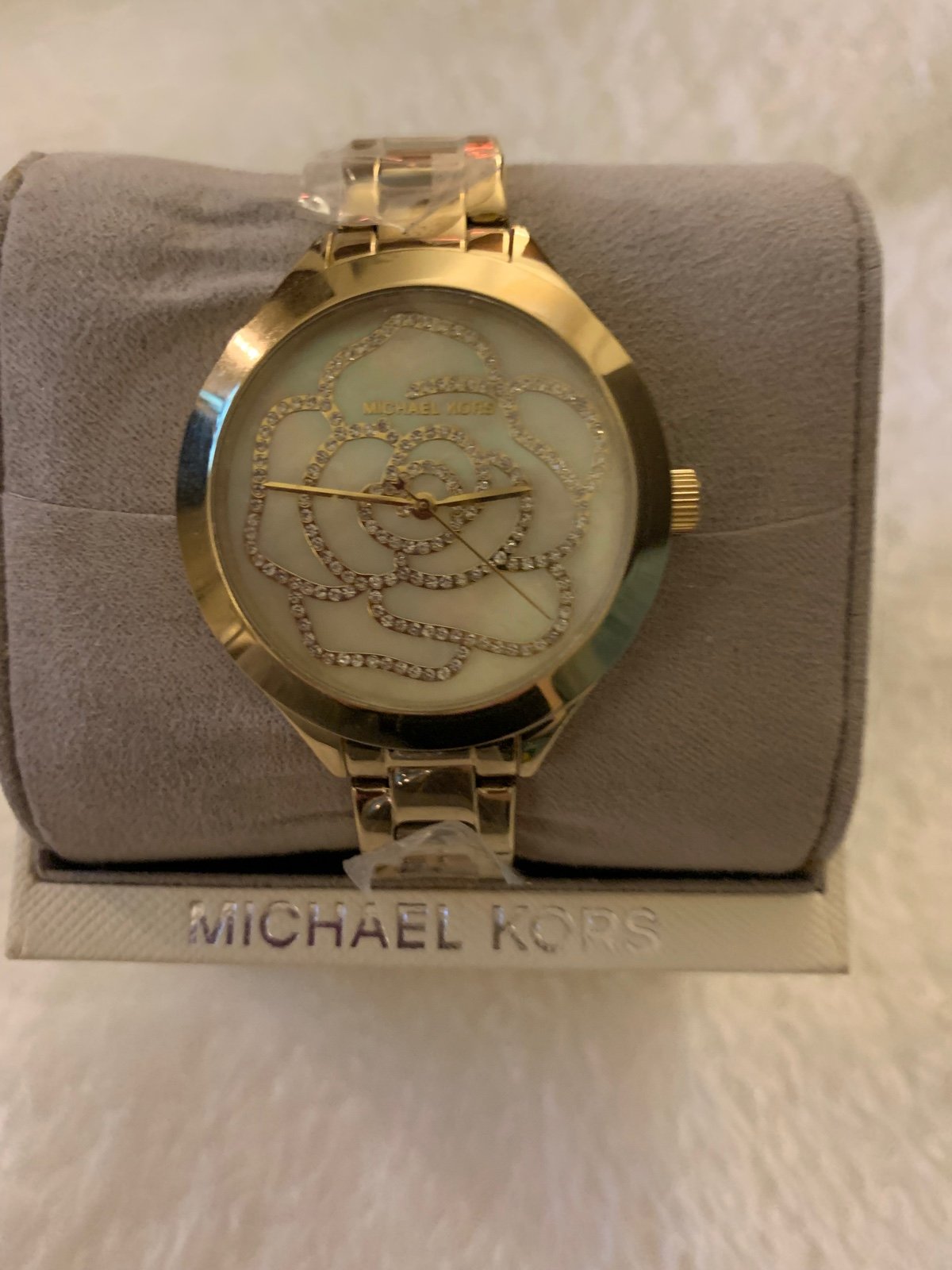 MICHAEL KORS Gold metal watch Crystal flower on face I