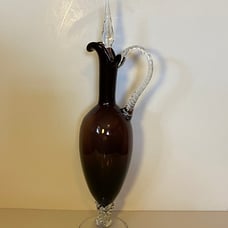 Vintage Italian Empoli Amethyst Deep Purple Glass Ewer Pitcher with Stopper