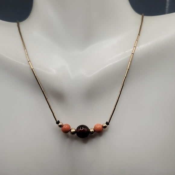N2804 carnelian cranberry moondrop necklace
