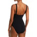 Robin Piccone Ava Plunge Neck Tie-Front One Piece Swimsuit Size 14 Black