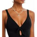 Robin Piccone Ava Plunge Neck Tie-Front One Piece Swimsuit Size 14 Black