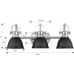 Emliviar 3-Light Bathroom Vanity Light Fixture, Black Finish with Metal Shade, 4