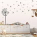 Enchanting Dandelion Wall Decal with Blowing Seeds and Butterflies