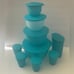 Tupperware Impressions Classic Bowl Set & 1 Jug Tumblers (4) Turquoise