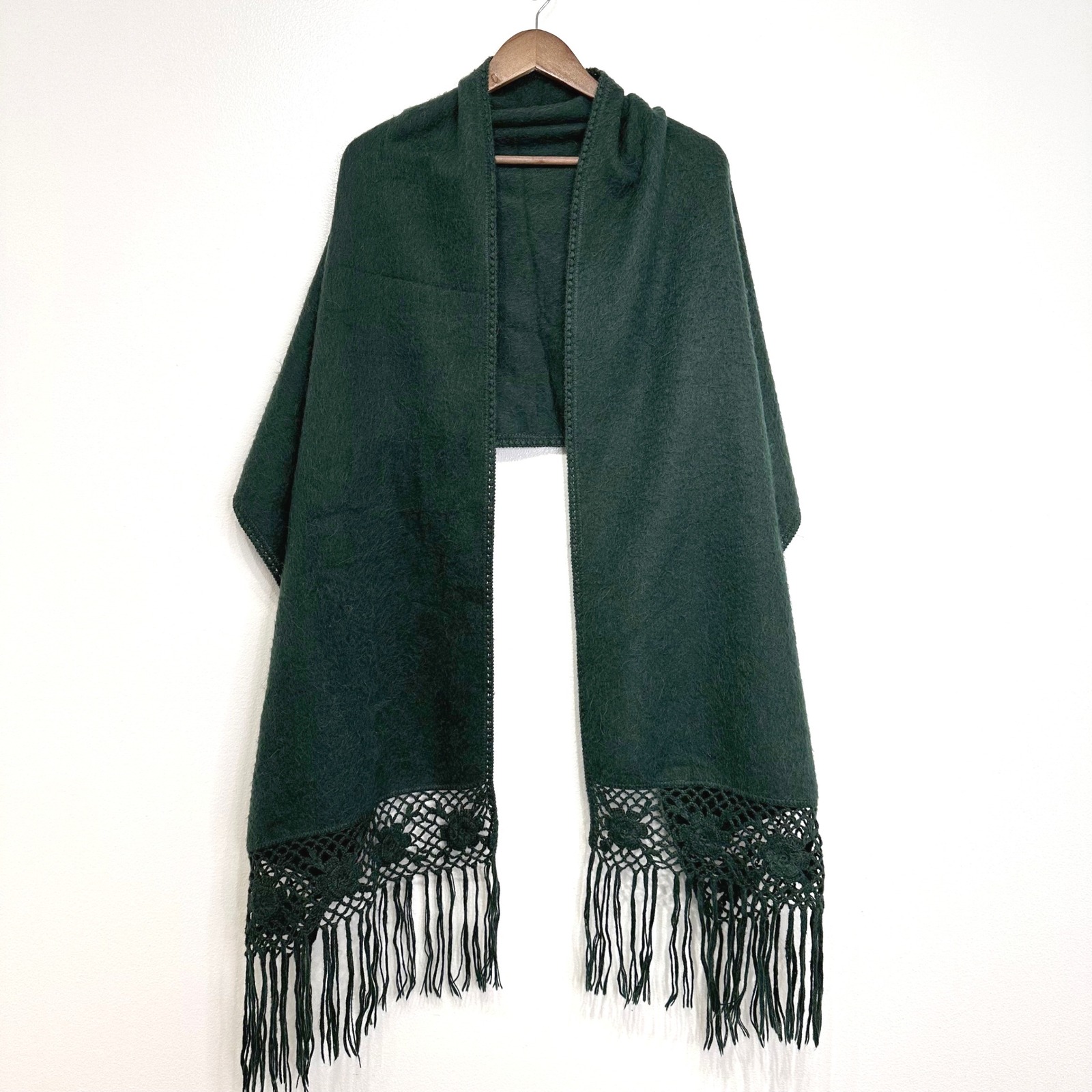 Alpaca Diana Peru Crochet Tasseled Shawl Scarf 21 x 94