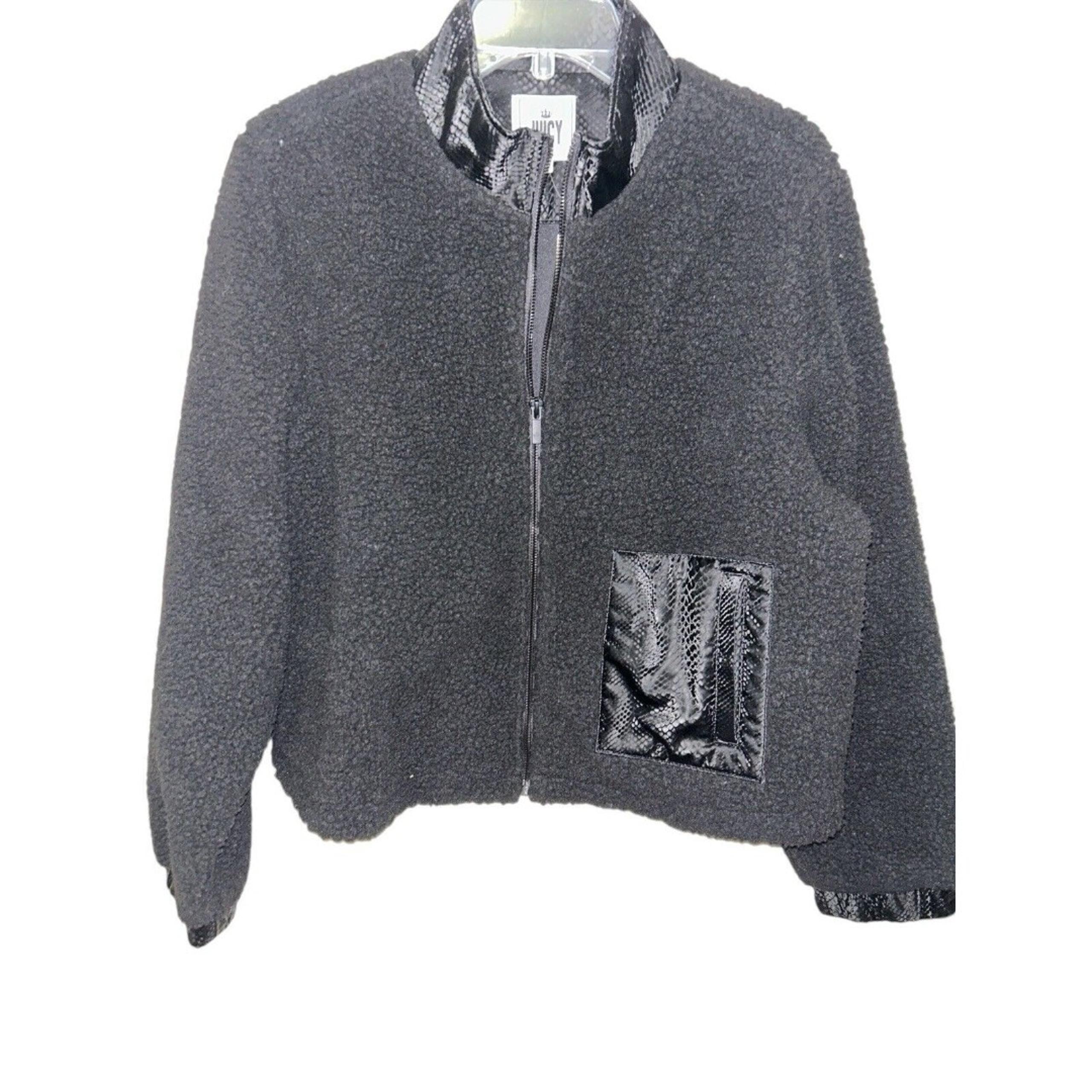 NWT Juicy Couture Cropped Black Teddy Fleece Sherpa Jacket XXL