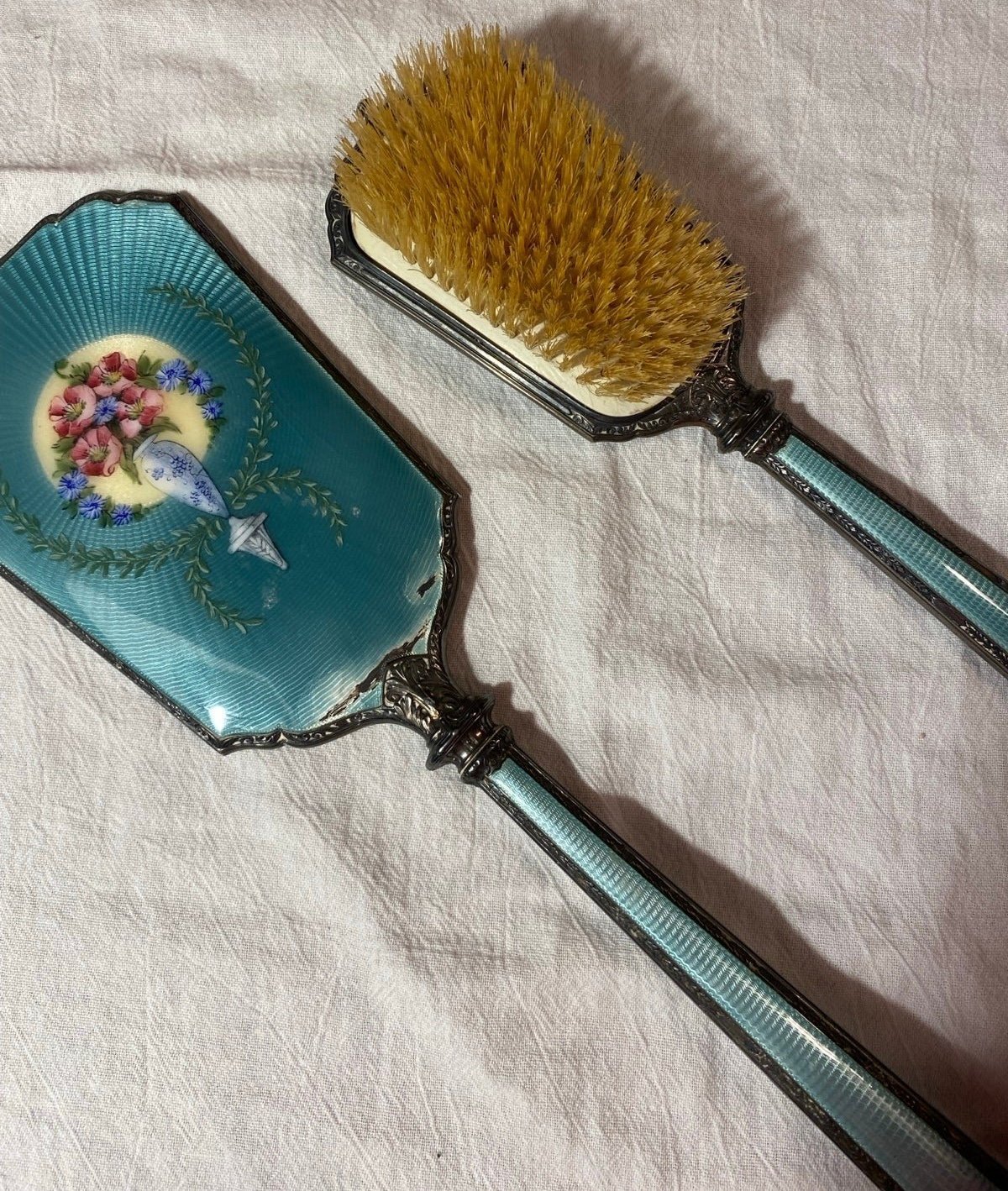 ANTIQUE hairbrush and mirror
