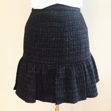 Metallic Boucle Tweed Ruffle Skirt M