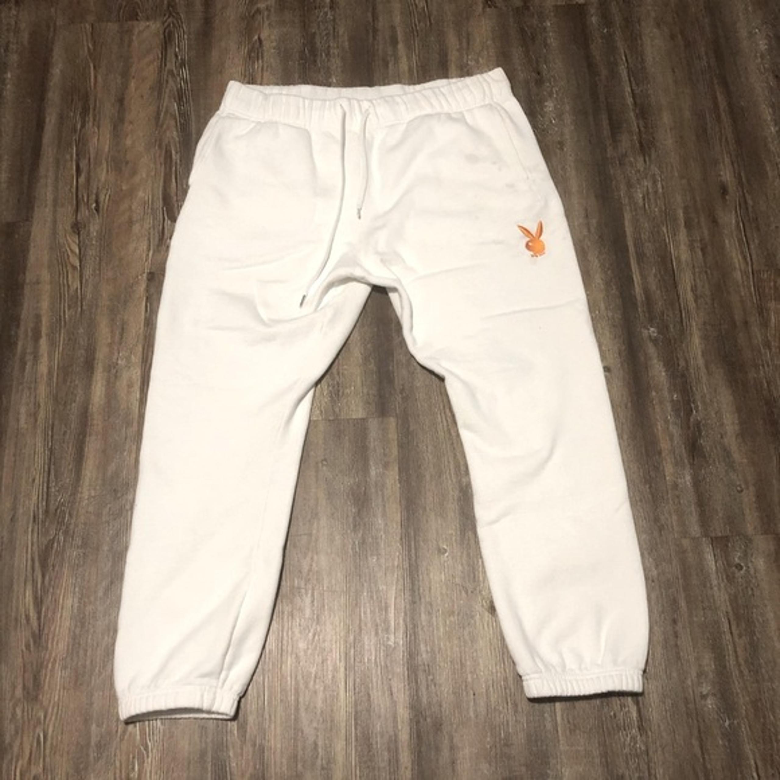 Playboy Pacsun Joggers Men's XL White High Rise Embroidered Sweatpants