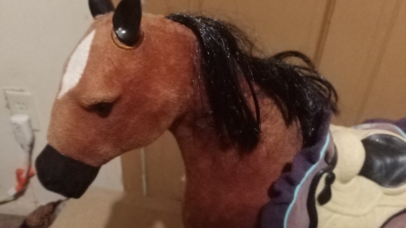 Felt huge tall horse collectible toy with saddle