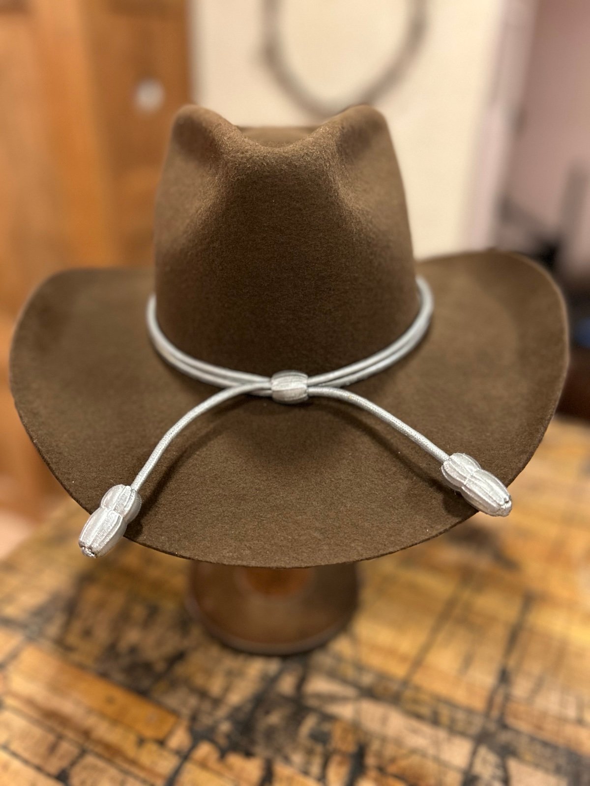 Cowboy Hat Chocolate Color with Silver Acorn Tassle Size 7 1/8