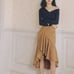 Women's Brown Suede Skirt with Ruffles