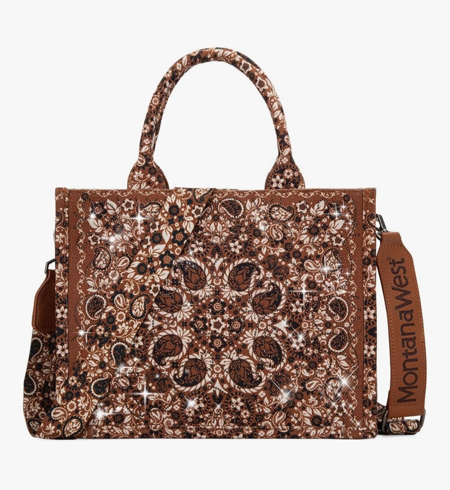 Montana West Sparkly Tote Bag Paisley Top Handle Satchel Handbags