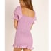 Faithful The Brand Annibelis Linen Puff Sleeve Smocked Mini Dress Pink Purple 6