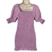 Faithful The Brand Annibelis Linen Puff Sleeve Smocked Mini Dress Pink Purple 6