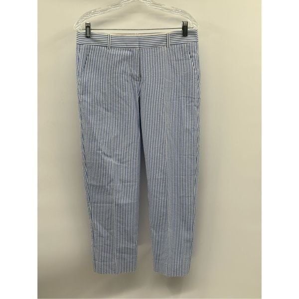 J. Crew Pants Skimmer City Fit Capri Seersucker Women Size 4 Blue White