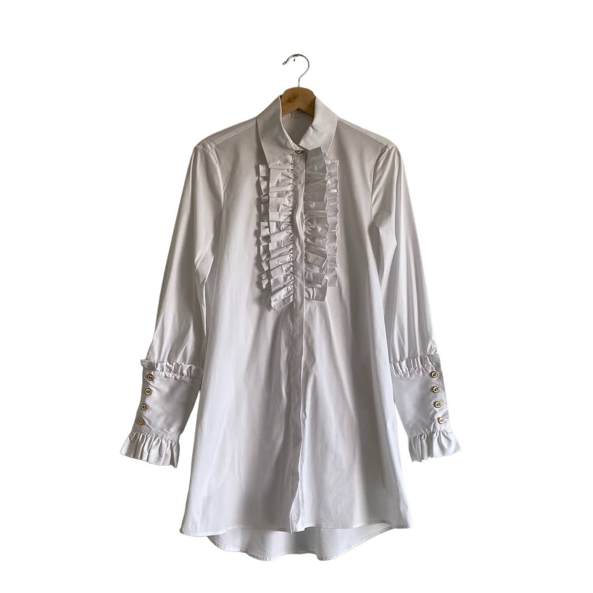 Caroline Constas Ruffle White Button Down