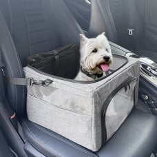Reinforce Metal Frame Safe Pet Car Seat with Seatbelt & Waterproof Pee Pad & Top