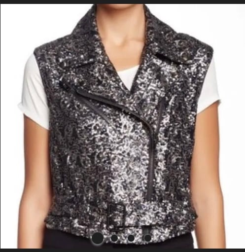 CATHERINE MALANDRINO Sequin MOTO VEST TOP