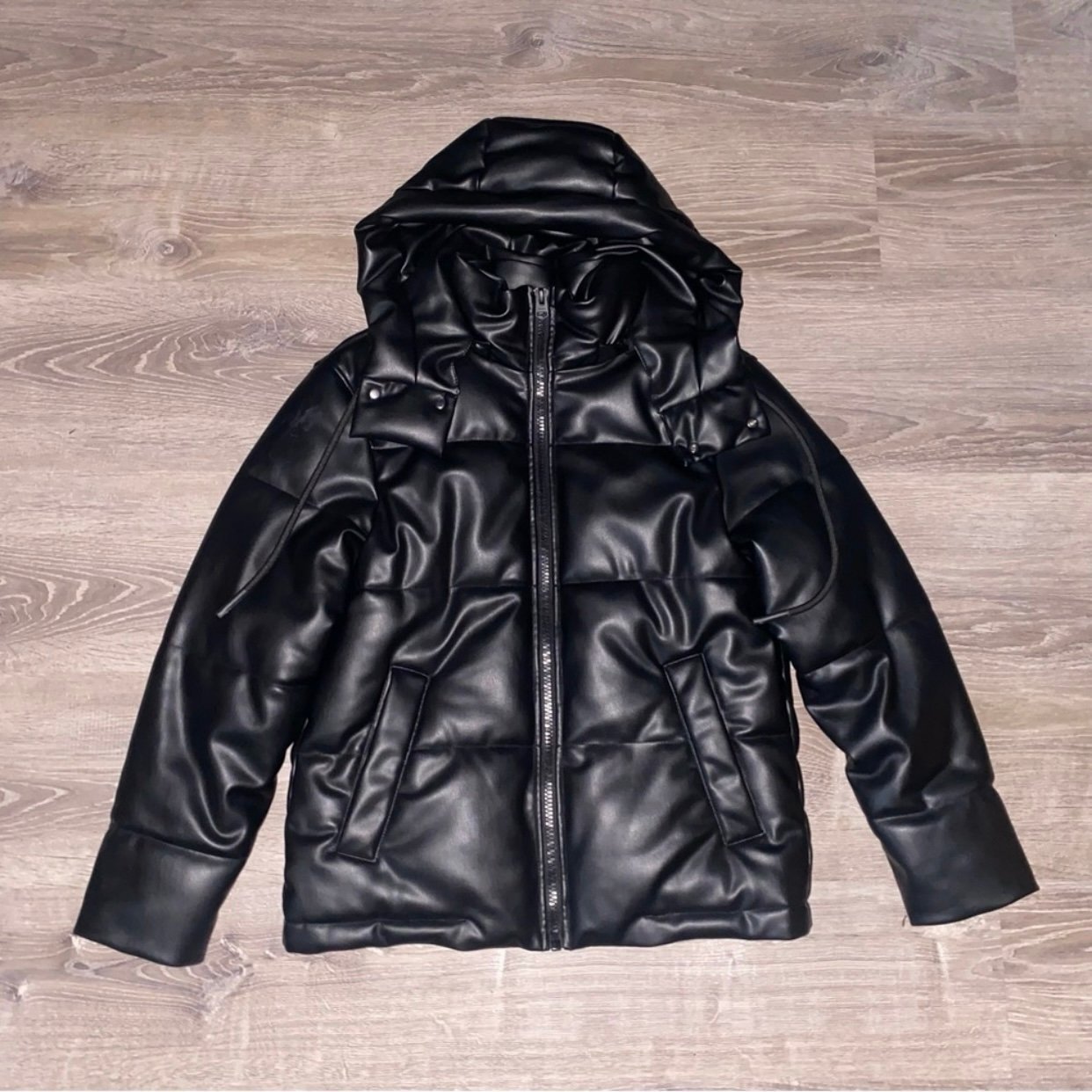 Zara Faux Leather Puffer Jacket