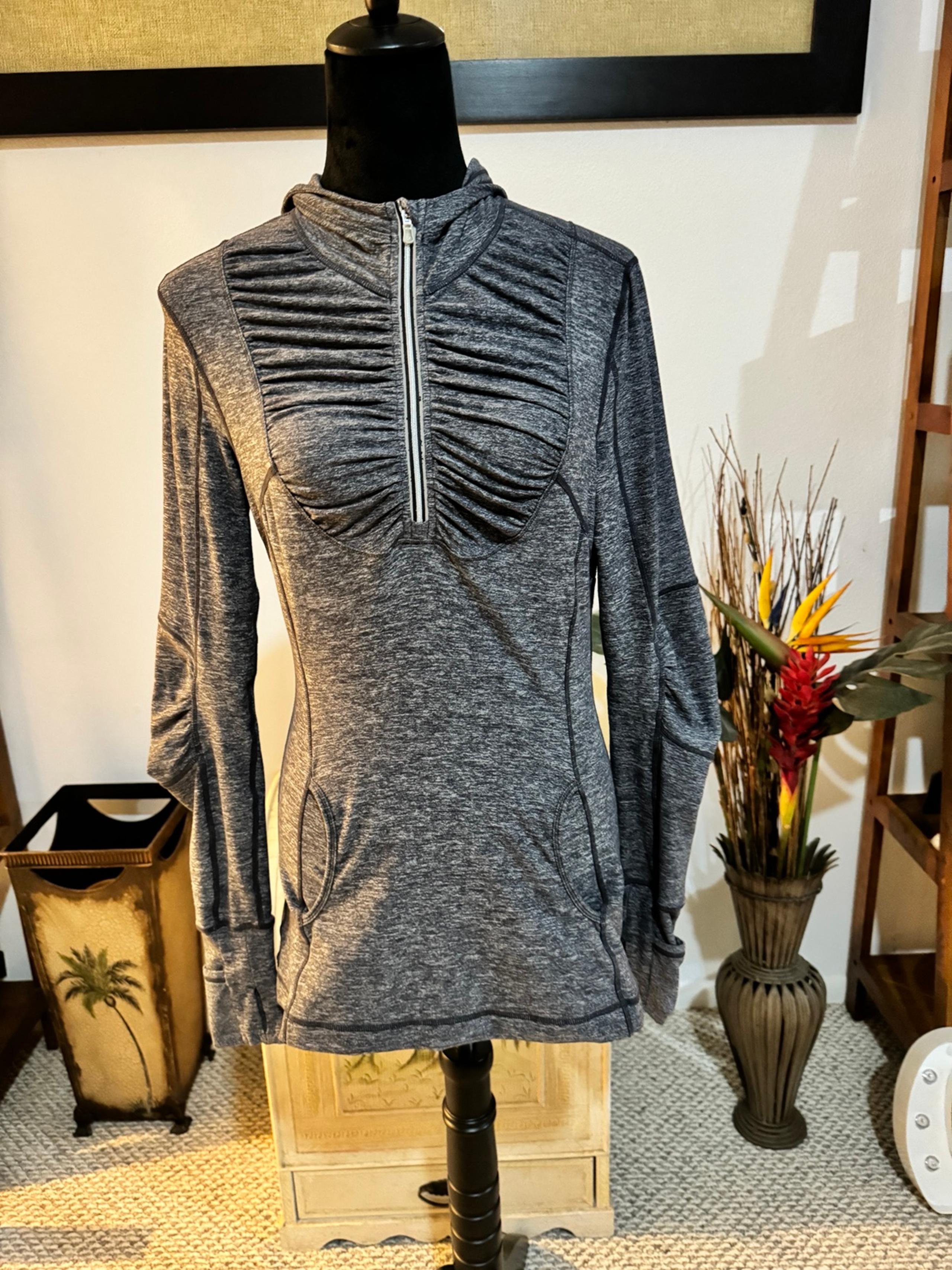 LULULEMON Pullover Half Zip Hoodie Women's Size 8 Heathered Black $118