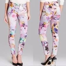 Ted Baker Electric Daydream Floral Multicolor Y2K Retro Skinny Stretch Jeans 25