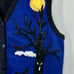 VTG Halloween White Stag Blue Black Knit Sweater Button Up Vest Ghost Pumpkin Lg