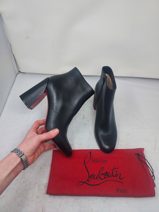 Christian Louboutin Black Turela Leather Ankle Boot