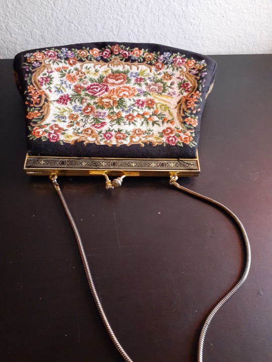 Victorian Needlepoint Kiss Lock Small Purse