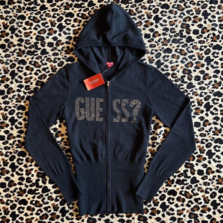 Guess Los Angeles Embellished Fitted Zip Up Hoodie NWT