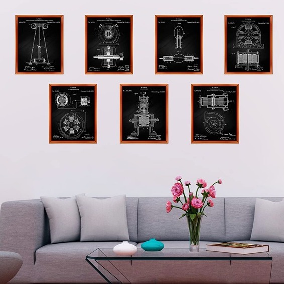 Vintage Patent Wall Art - Geek Steampunk Home Office Industrial Wall Decor