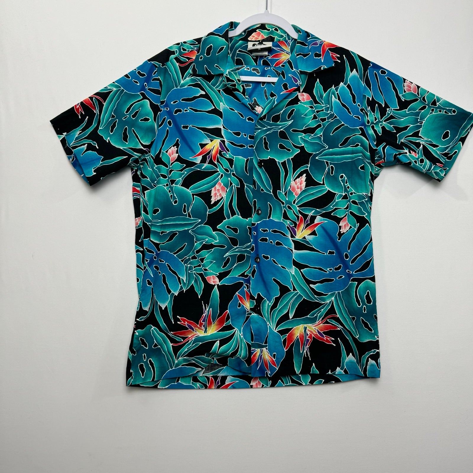 Vintage Hilo Hattie Blue Floral Hawaiian Shirt Beach Wear Men’s Medium